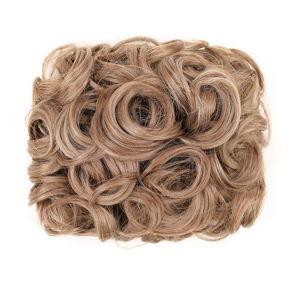 Coque bagunçado coque de cabelo premium sintético encaracolado prato de cabelo pentes de metal em elegante scrunchie bun extensão de cabelo para mulheres: P1B/27