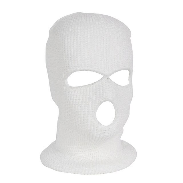 Winter Balaclava Warm Knit ski mask 3 hole Knitted Full Face Cover Ski Mask Full Face Mask for Outdoor Sports: white