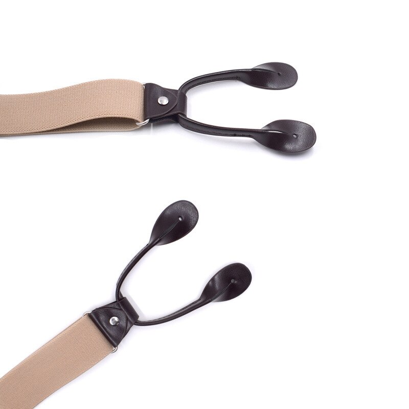 Suspenders for Men Leather Trimmed Button End Elastic Tuxedo Y Back Mens Suspenders Pant Braces Black Khaki Suspensorio
