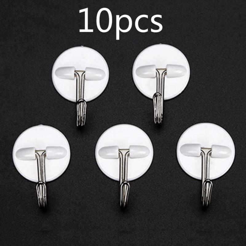 20pc Self Adhesive Wall Hooks Family Robe Hanging Hook Hat Bag Robe Hats Bag Key Wall Hanger Seamless Multi-Purpose Hook: 10pcs round