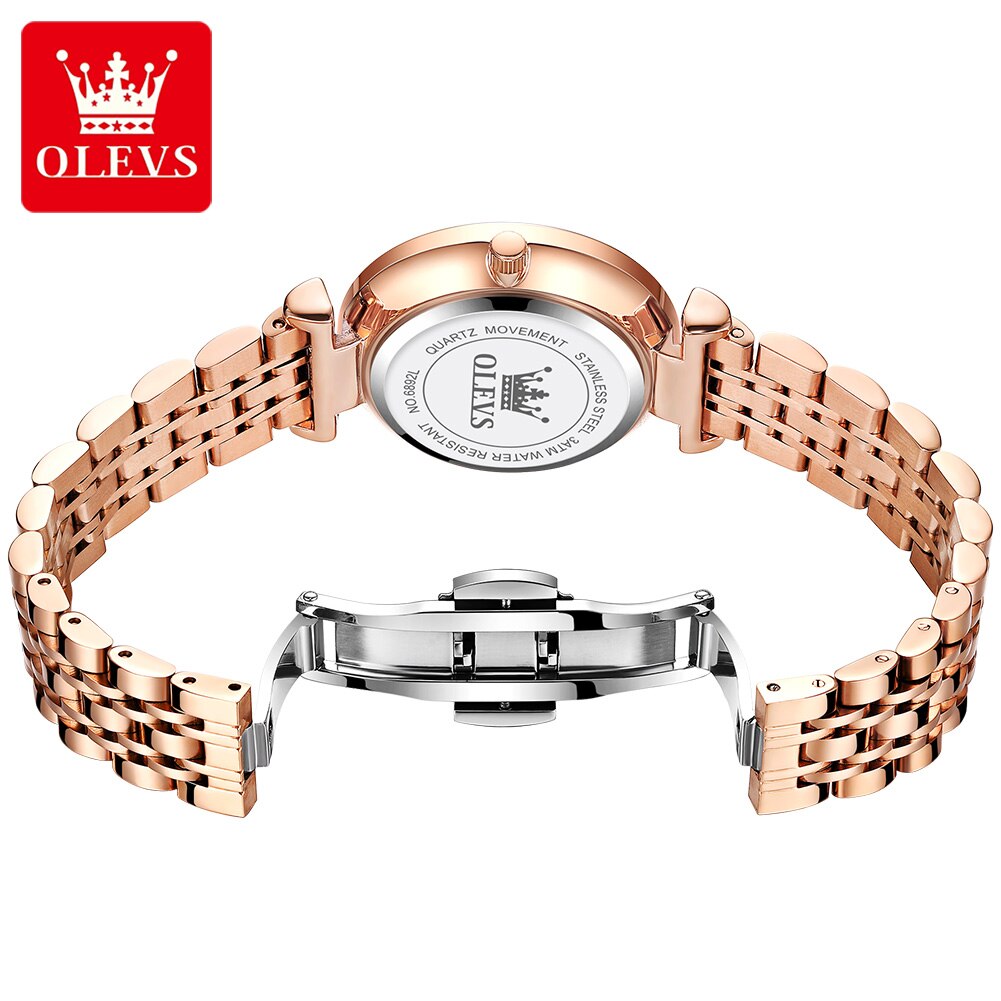 Olevs Gypsophila Quartz Vrouwen Horloges Roestvrij Stalen Band Waterdicht Horloges Voor Vrouwen Kalender