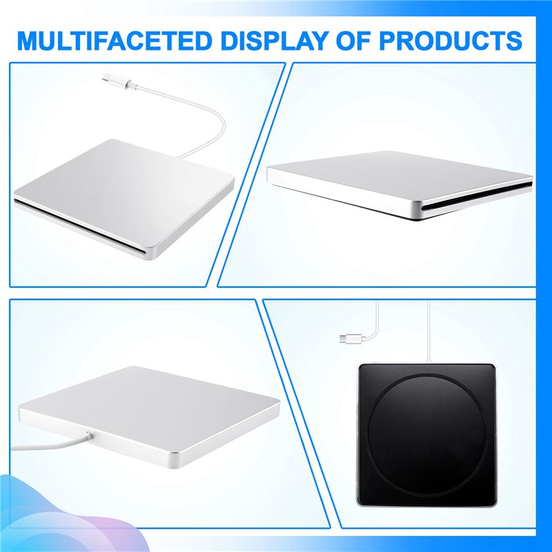 FEDI-USB External CD/DVD Drive Type C Portable Drive-Free CD Movies Players For Laptop PC Windows Mac