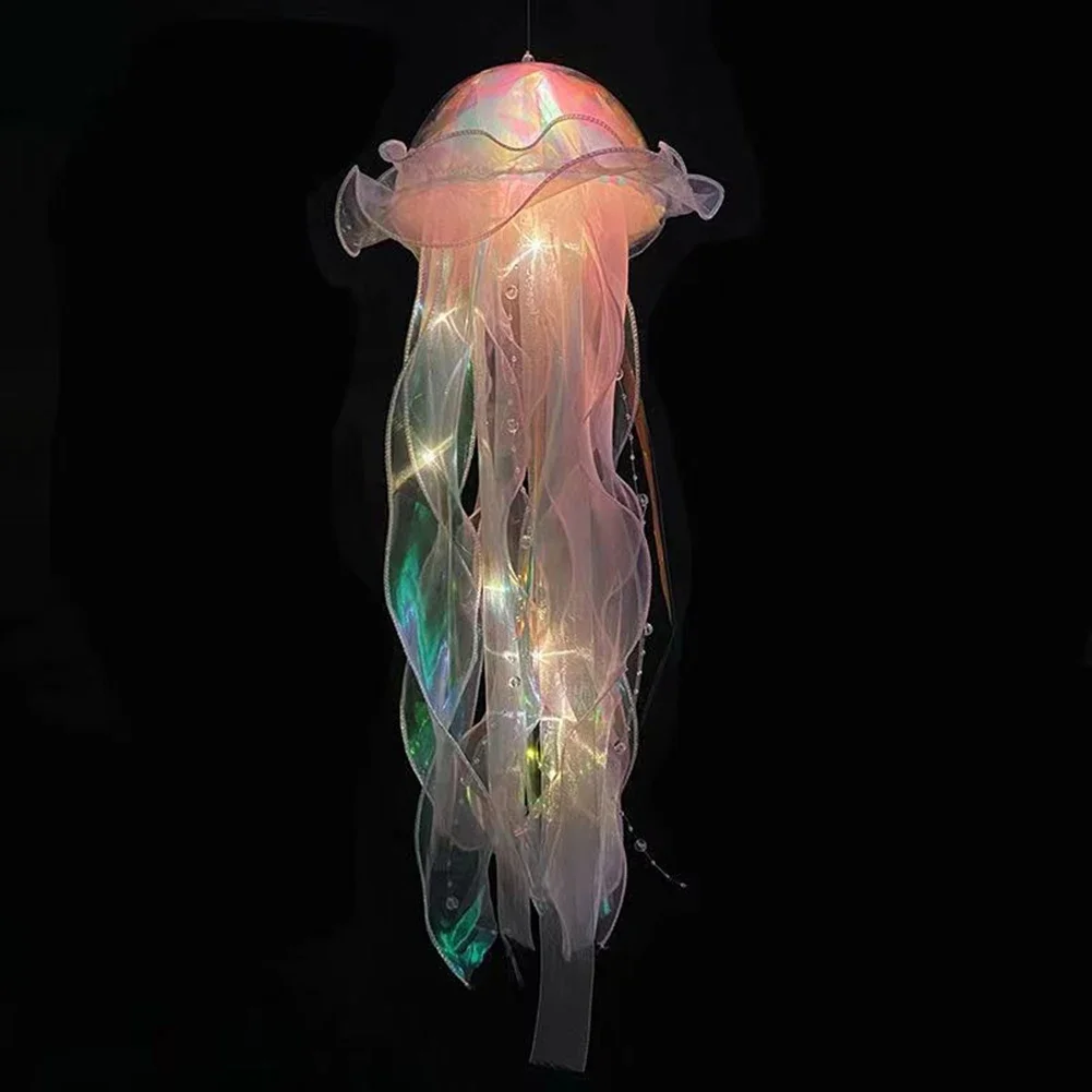 DIY Jellyfish Lantern Under The Sea Colorful Jellyfish Lamp Girl Bedroom Atmosphere Decoration Lamp Mermaid Theme Party Decor: Pink