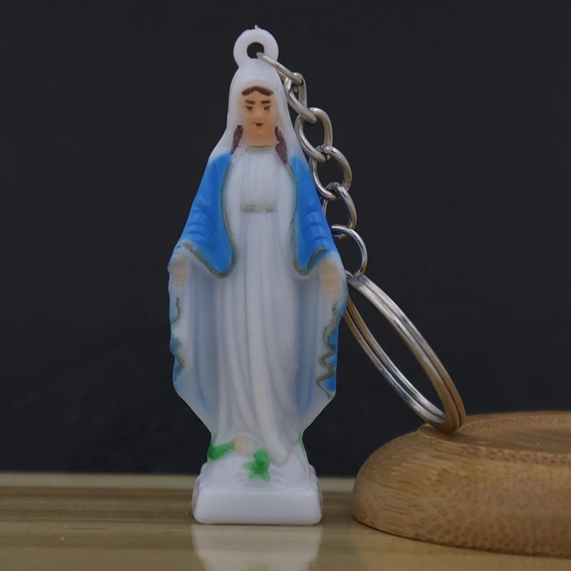 Icône de Religion chrétienne catholique Saint Saint Saint lumineux bleu peint vierge marie bijoux porte-clés: Or