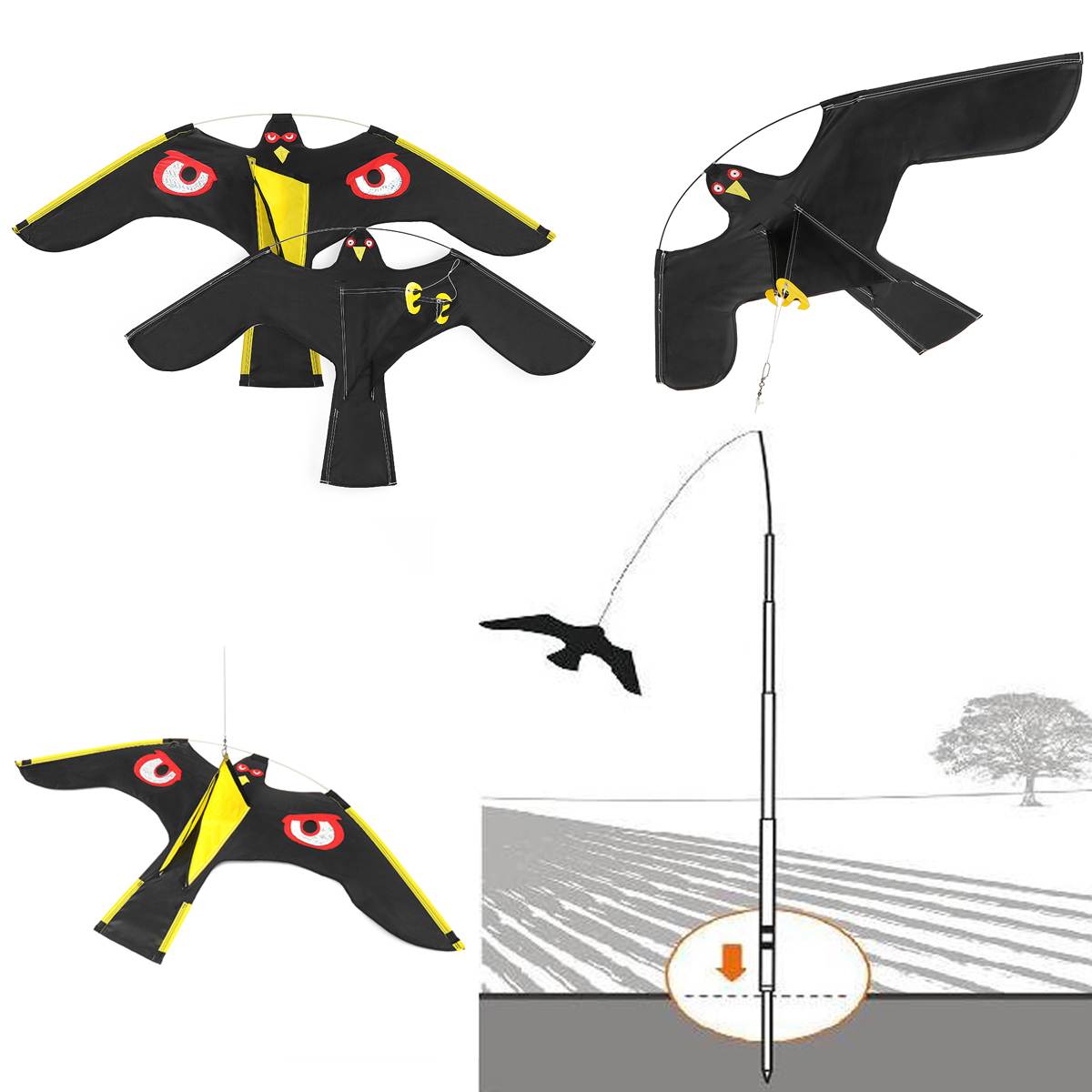 Emulation Fliegen Falke Vogel Scarer Stock Vogel Drachen Für Garten Vogelscheuche Garten Startseite