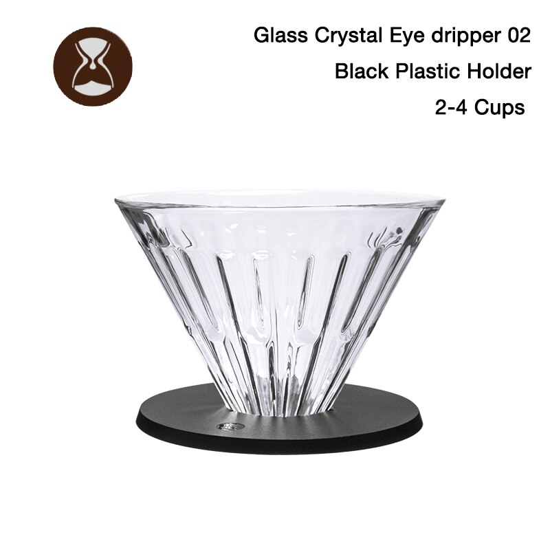Timemore glas kristallöga kaffedroppare häll över kaffebryggare  v60 glas kaffefilter tvättbart kaffefilter plasthållare: 02 dropparsvart