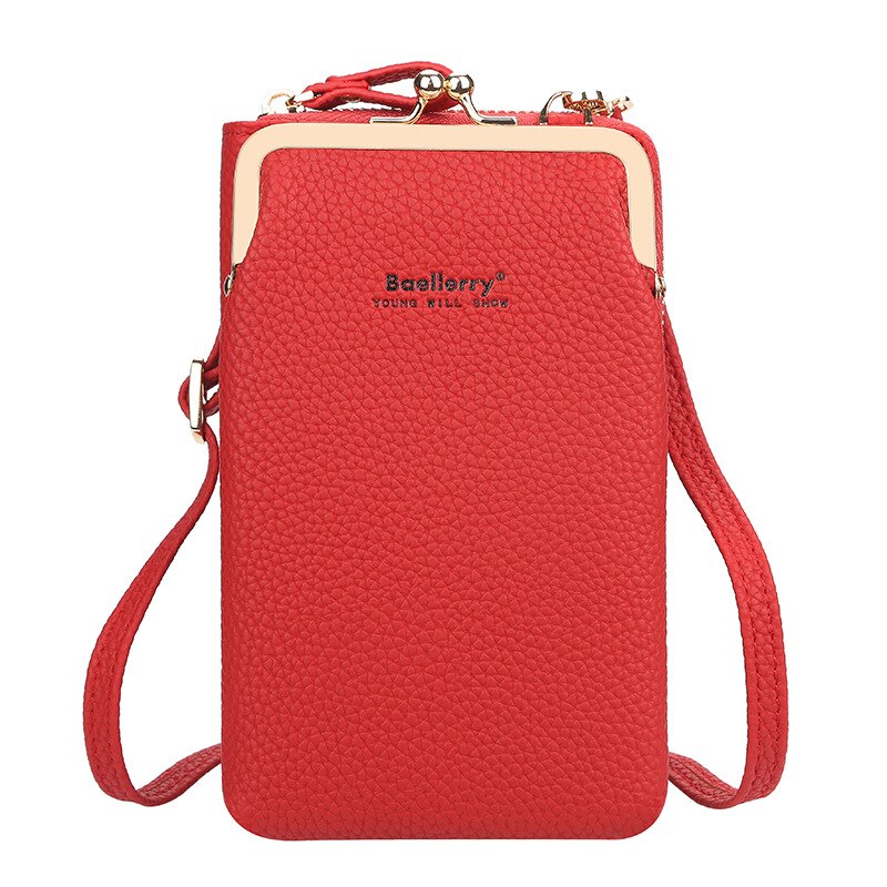 Baellerry Crossbody Bags Women Mini PU Leather Shoulder Messenger Bag For Girls Bolsas Ladies Phone Purse Zipper: Red