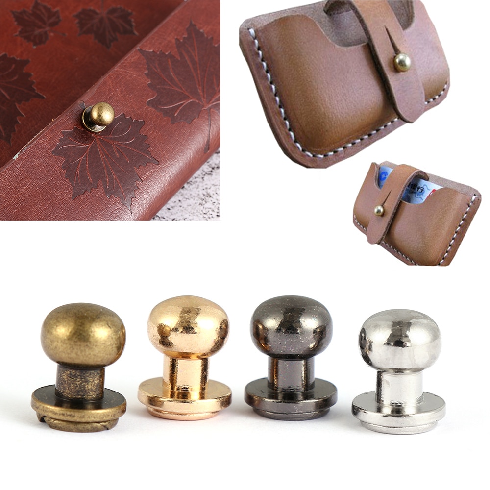 10Pcs Kupfer Runde Garment Nieten Mönch Kopf Schrauben Messing Nagel Tuch Taste Hut Tasche Schuhe Leder Hand Handwerk Nähen zubehör