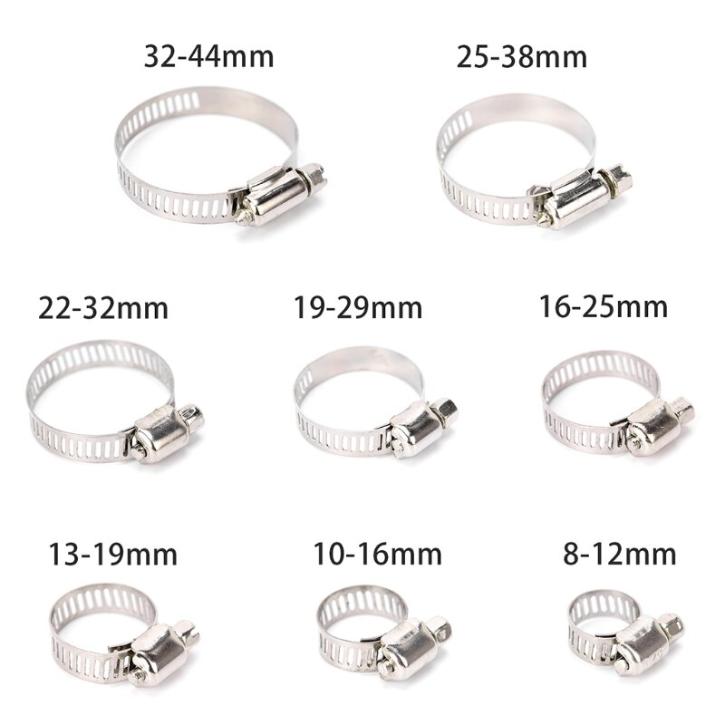 80PCS boxed multi-size 304 stainless steel pipe clamp clamp for fuel hose clamps for water pipes, plumbing, and auto machinery