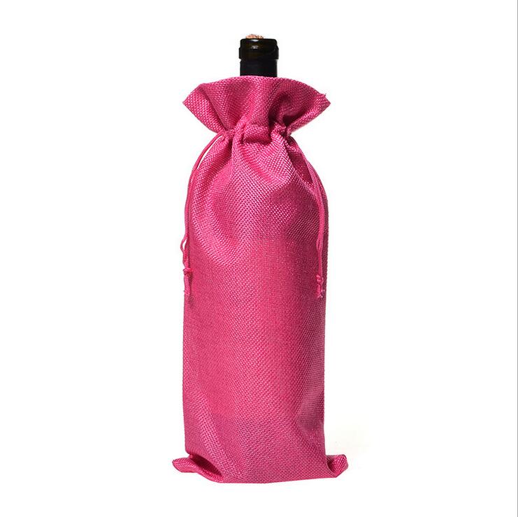 4Stck Burlap Wein Taschen mit Kordelzug, Wein Taschen , Einzelnen Wiederverwendbare Flasche Taschen Perfekte für Reise, hochzeit, Geburtstag, Party: Rose rot