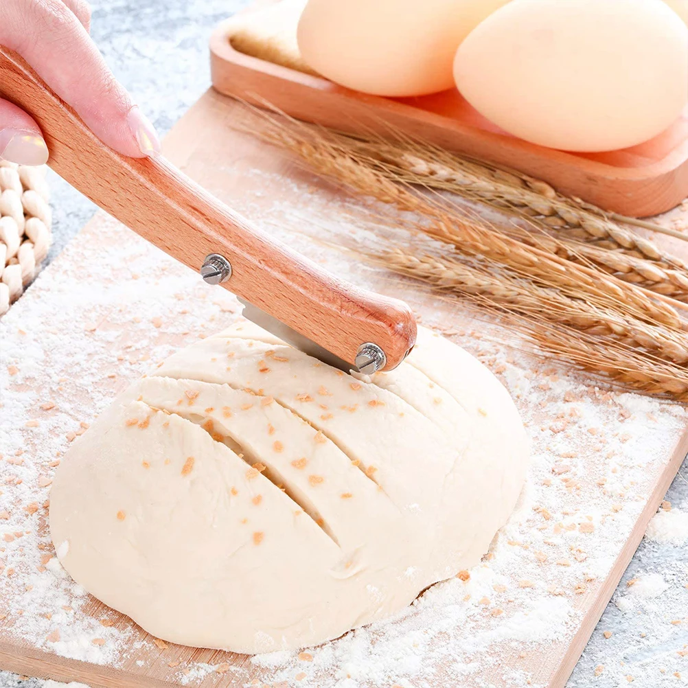 Brotermesser mit Holzgriff, Schneidmesser, Formmesser, Brotschneidemesser mit 5-Klingen, europäisches Brotschneiden