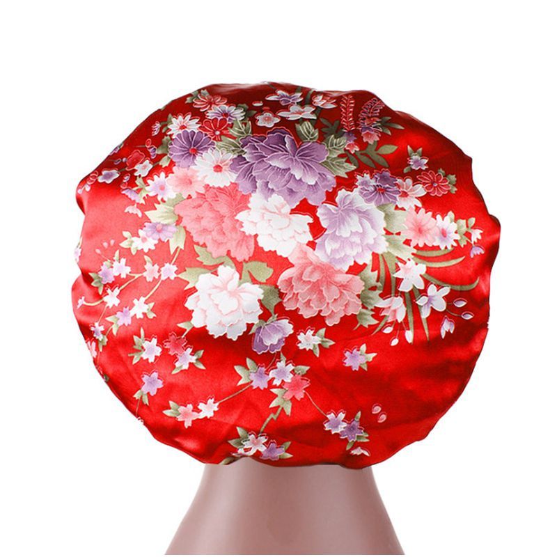 56-58cm Satijn Motorkap Haar Styling Caps Voor Slapen Douche Cap Satijn breedgerande Hoofdband Met Night cap Haar Styling Tool: Rood