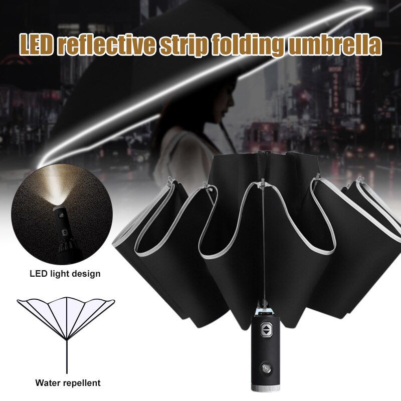3 Fold Reverse Automatische Regen Paraplu Auto Clear Paraplu Regen Vrouwen Parasol Paraplu EIG88