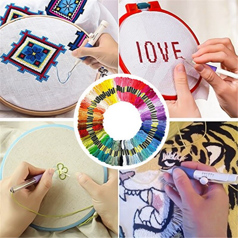 Magic Embroidery Pen Punch Needle Kit Craft Embroidery Threads Cross Stitch Embroidery DIY Knitting Sewing Accessory Tools