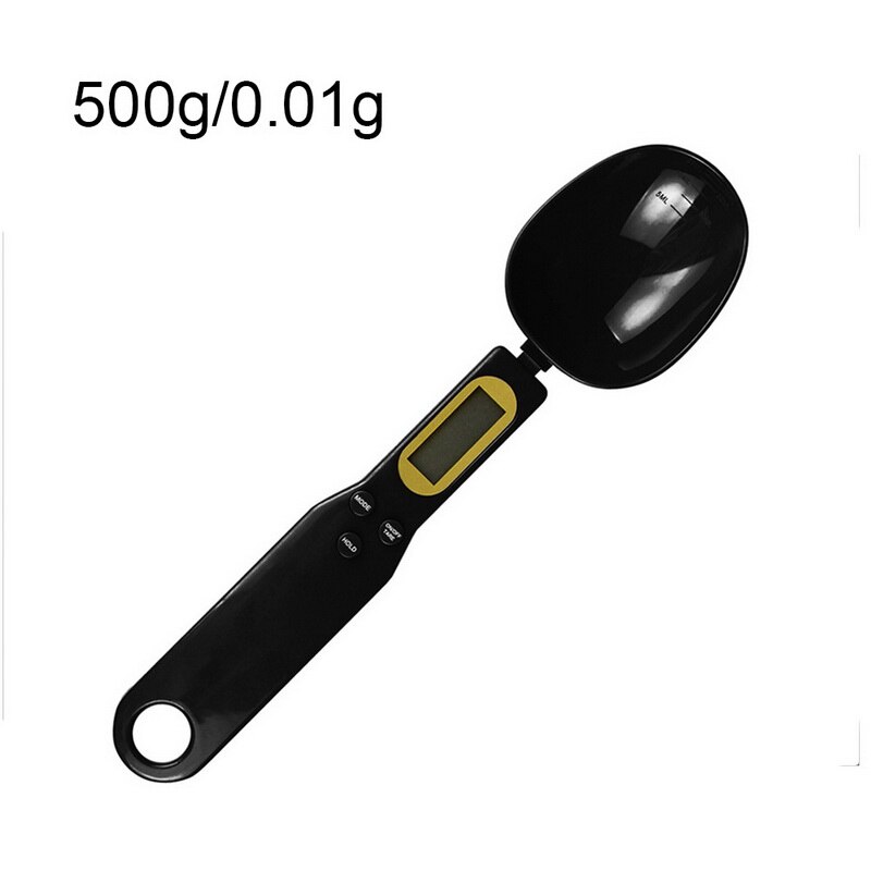 Affichage LCD numérique électronique ménage cuisine balance bébé infantile lait en poudre alimentaire Steelyard pesant Scoop cuillère (pas de batterie): black 500g