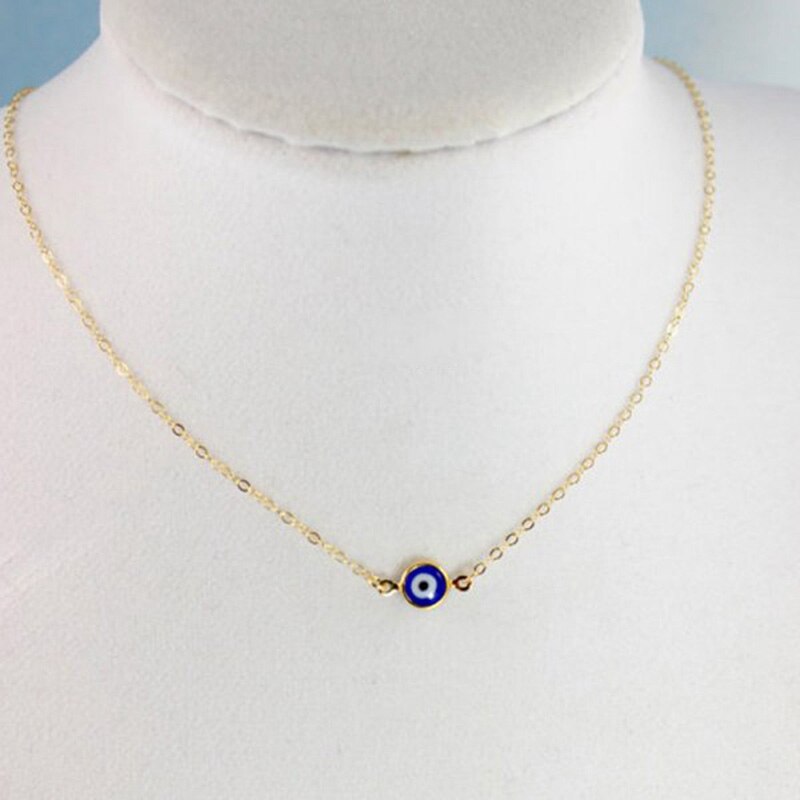 Eenvoudige Evil Eye Dunne Hanger Vrouwen Sieraden Ketting Turkse Lucky Goud Kleur Choker Ketting Vrouwelijke Dagelijkse Minimalistische