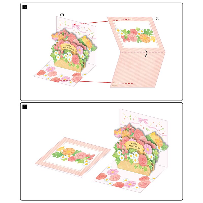 DIY Pop-up Card Flower Bouquet,Handmade 3D Anniversary Greeting Paper Model,Postcard Invitation Papercraft,Craft Toy ER-122