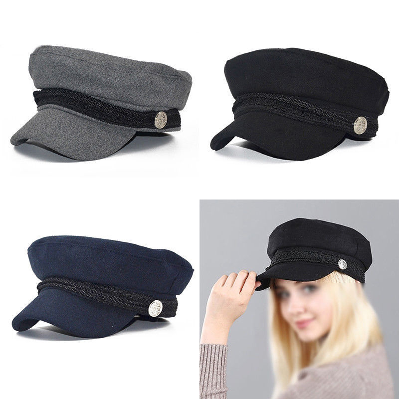 Hombres Mujeres Unisex boinas invierno pescador griego marinero Cap Fiddler Hat Peaked Cap Sport