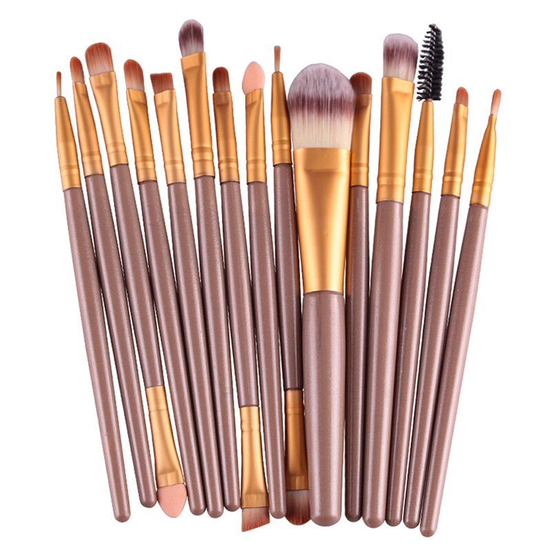 Kit de pinceaux de maquillage multicolores maange 15pc , pour les yeux, le fard à paupières, l'eyeliner, le fond de teint, le correcteur: 09
