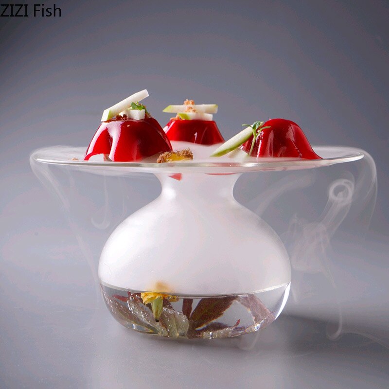 Piatto di vetro trasparente piatto di ghiaccio secco ristorante giapponese piatto di Sushi tè pomeridiano piatto da dolce cucina domestica stoviglie in vetro