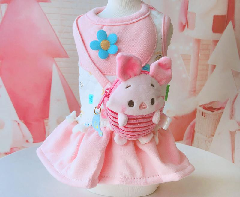 Robes chaudes pour animaux de compagnie au mignon, avec poche, matelassé en couleurs jaunes et roses, jupe épaisse pour l'automne et l'hiver