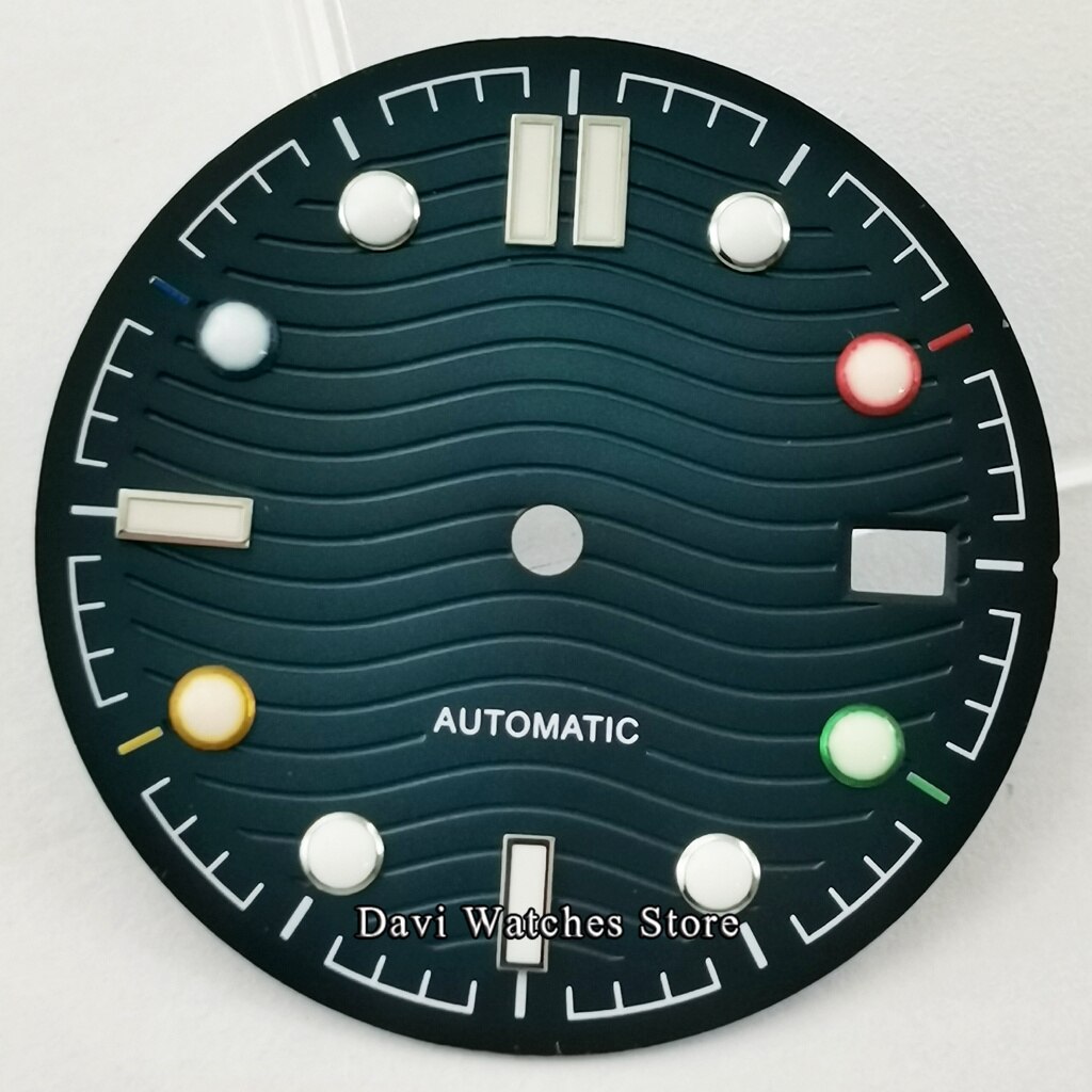 Groene Lichtgevende 31Mm Blue Wijzerplaat Fit NH35 NH36 Automatische Beweging Horloge Gezicht Onderdelen