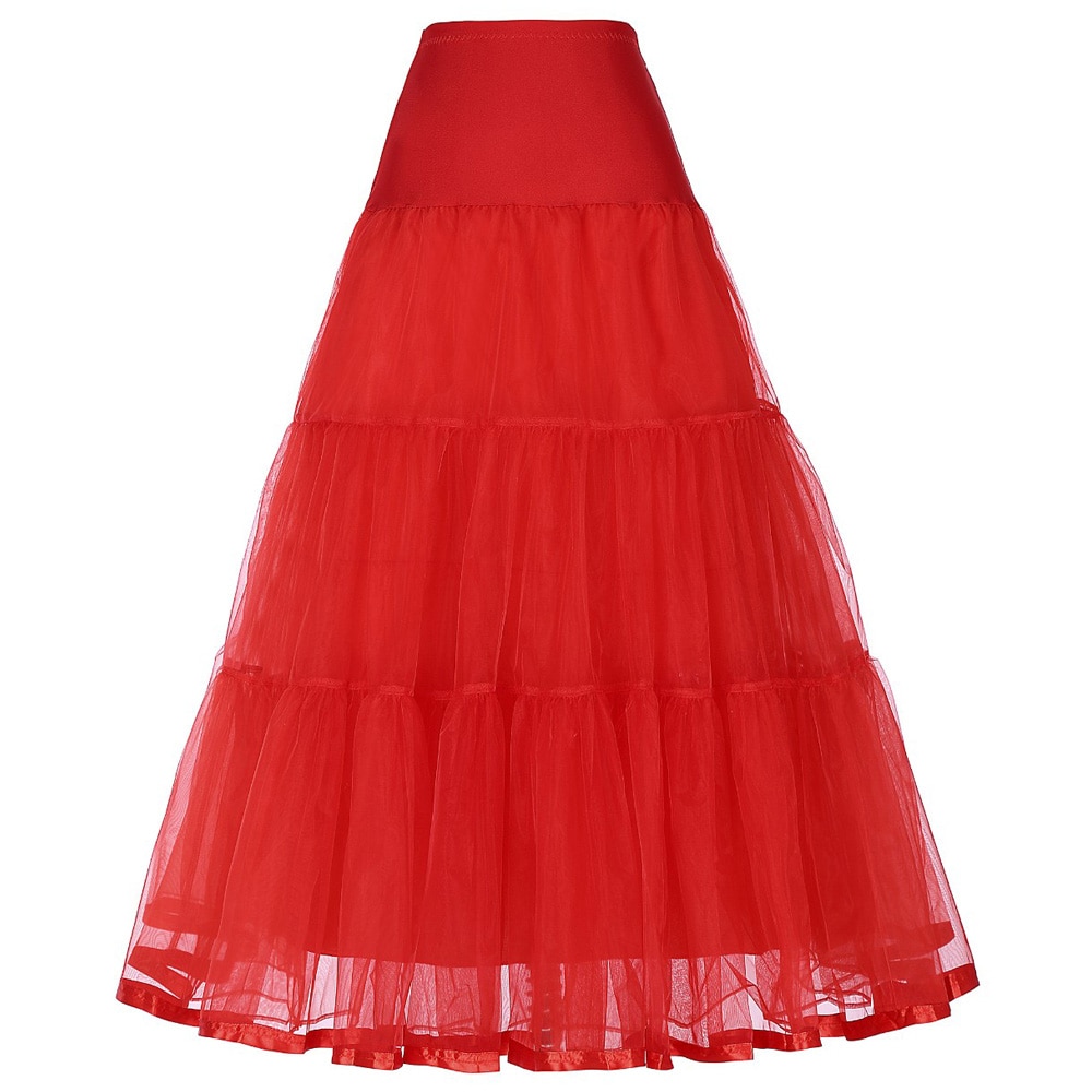 Lang underkjole flæsede crinoline vintage bryllup brude underkjole til brudekjoler underskørt rockabilly tutu