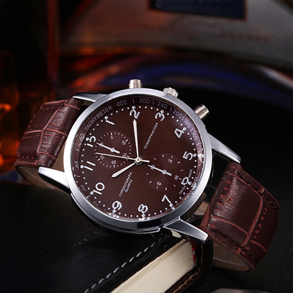 Classic Mannen Horloges Unisex Lederen Band Quartz Horloge Roestvrij Staal Wijzerplaat Quartz Vrouwelijke Polshorloge Relogio Relogio Masculino: Default Title