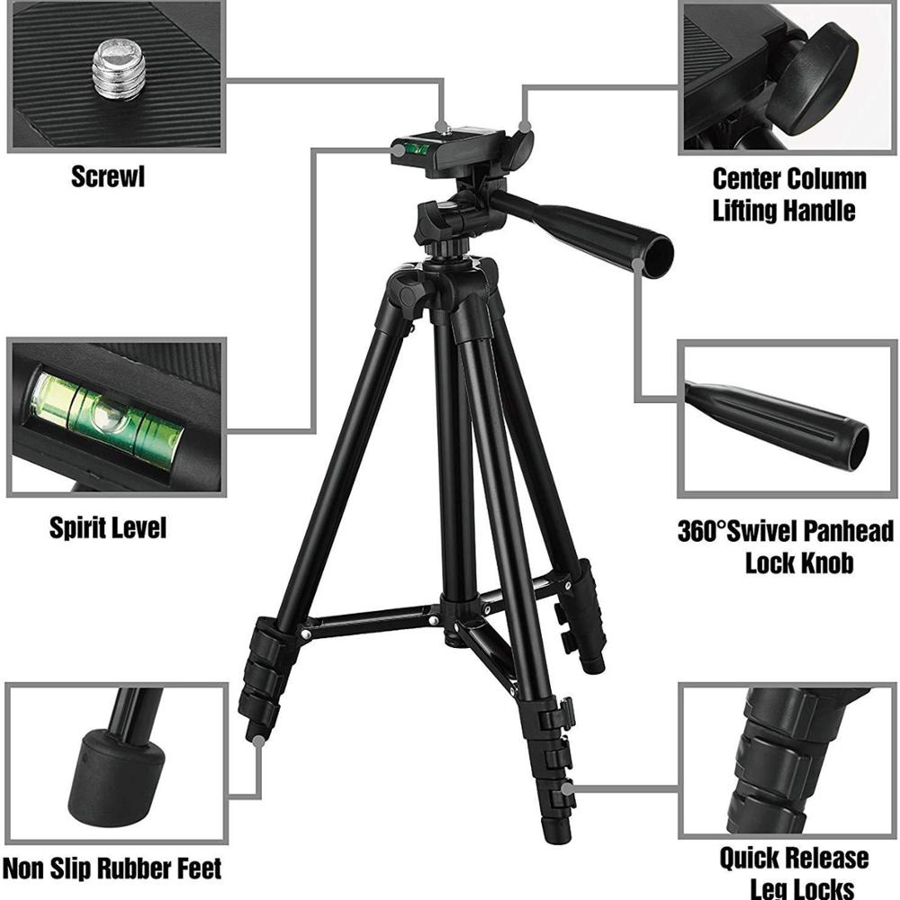 40 inch Tripod 4 Sections Lightweight Tripod Portable Tripod for Canon for Nikon for Sony Camera for Gopro Action Camera