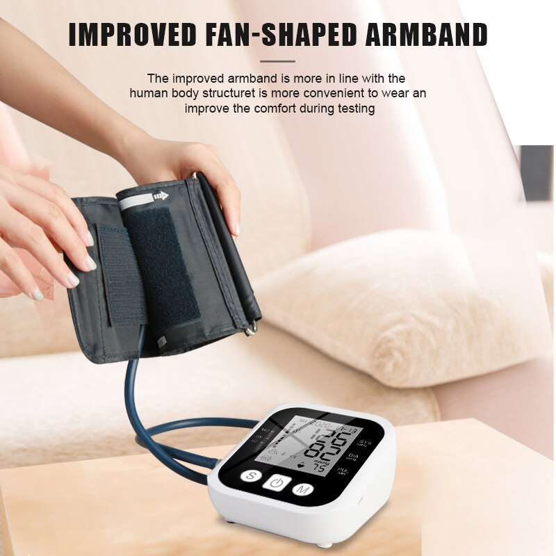 Digital BP Monitor Upper Arm Blood Pressure Monitor Automatic Sphygmomanometers Heart Rate Tester Hypertension Health Monitoring