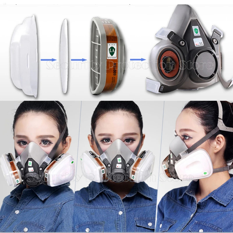17in1 6200 Gasmasker Chemisch Beademingsapparaat Beschermend Half Gezichtsmasker Industriële Verf Spray Anti Organische Damp 6001/2097 Filter