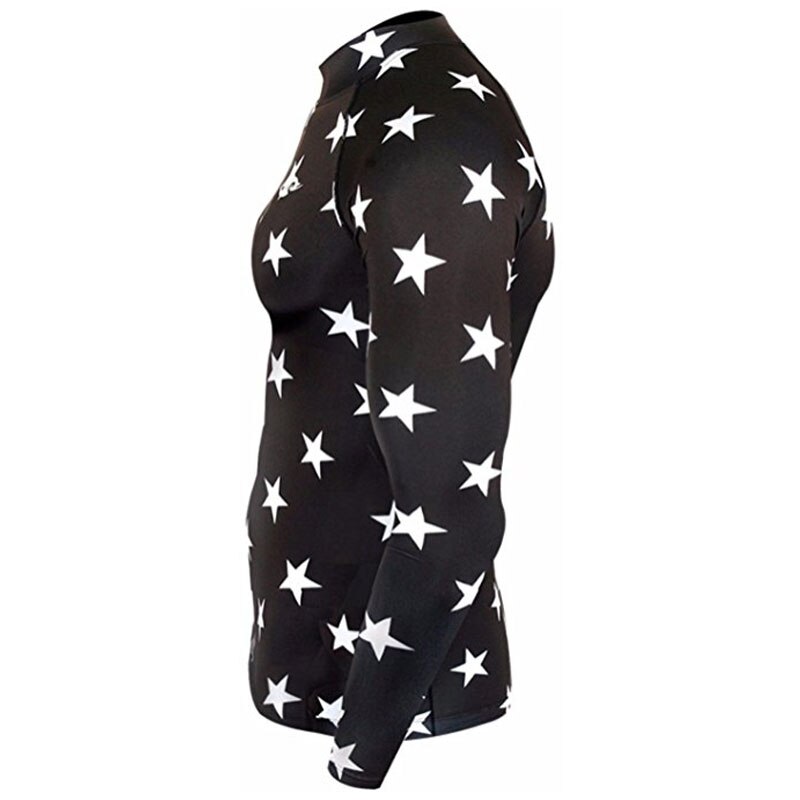 Premium take five heren compressie onder basislaag top strakke shirts met lange mouwen 069 zwarte sterren