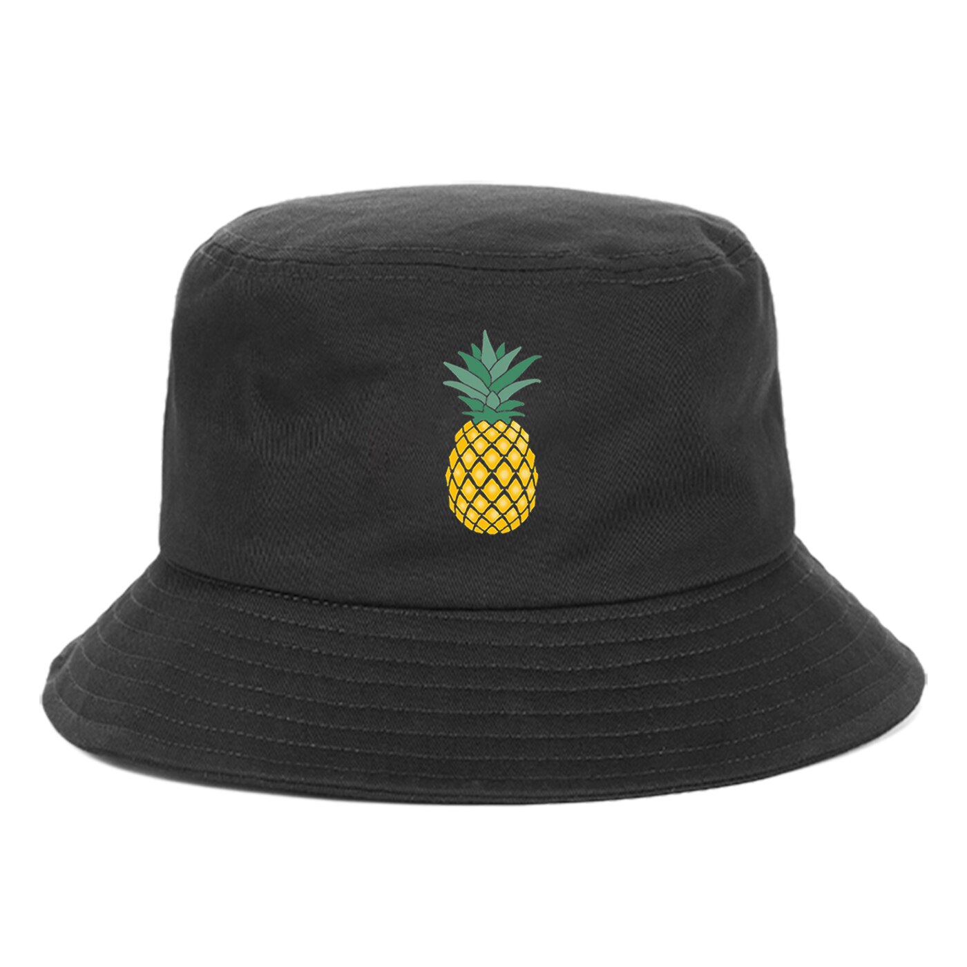 Ananas udskrivning solcreme spand hatte til kvinder og mænd panama harajuku fiskekapsler fisker hat hip hop udendørs sol cap: Sort 6