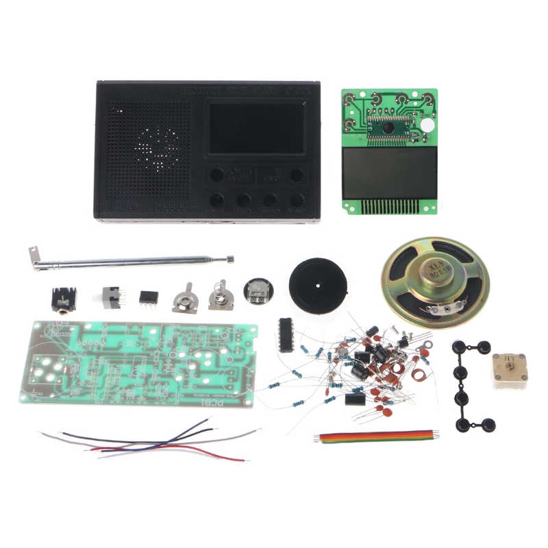 Kit de Radio FM LCD DIY, Suite de aprendizaje educativo electrónico, rango de frecuencia de 72-108,6 MHz: Negro