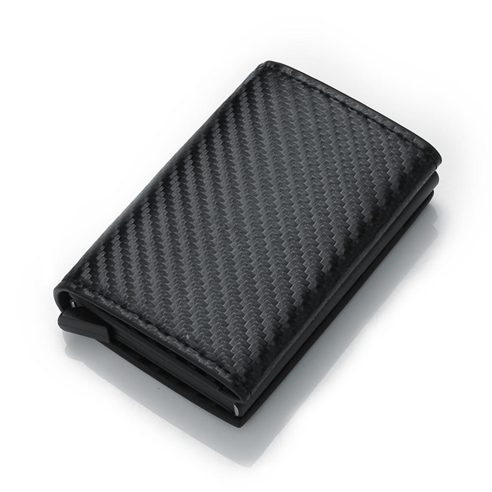 Carbon Fiber Magnet Buckle Aluminum Mini Wallet RFID Blocking Anti-theft Alloy Card Colder Thin Purse for Men: black