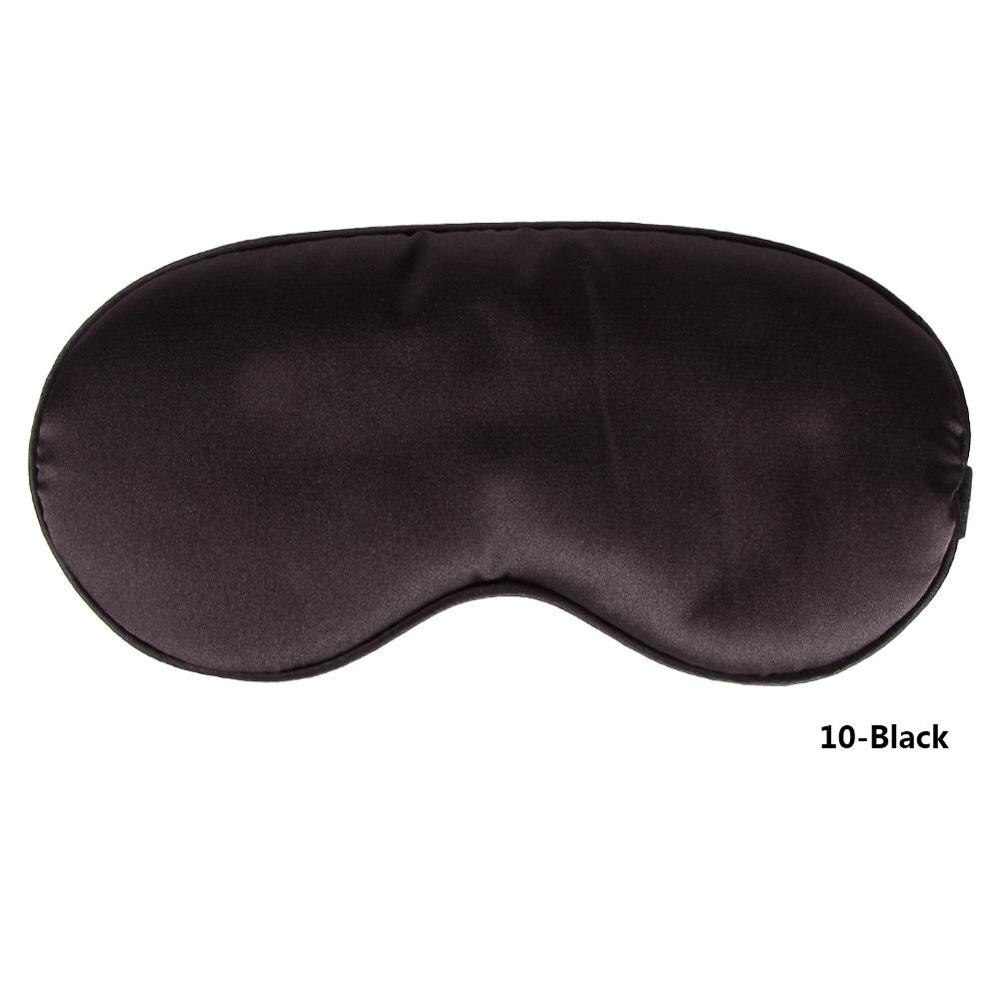 1Pcs Pure Zijde Sleep Rest Eye Mask Gewatteerde Shade Cover Travel Relax Aid Blinddoeken 10 Kleuren Normaal Eyeshade #245327: Black
