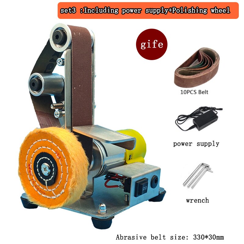 Multifunctional Desktop Vertical Mini Electric Abrasive Belt Sandpaper Polishing Machine DIY Angle Grinder Sharpening Machine