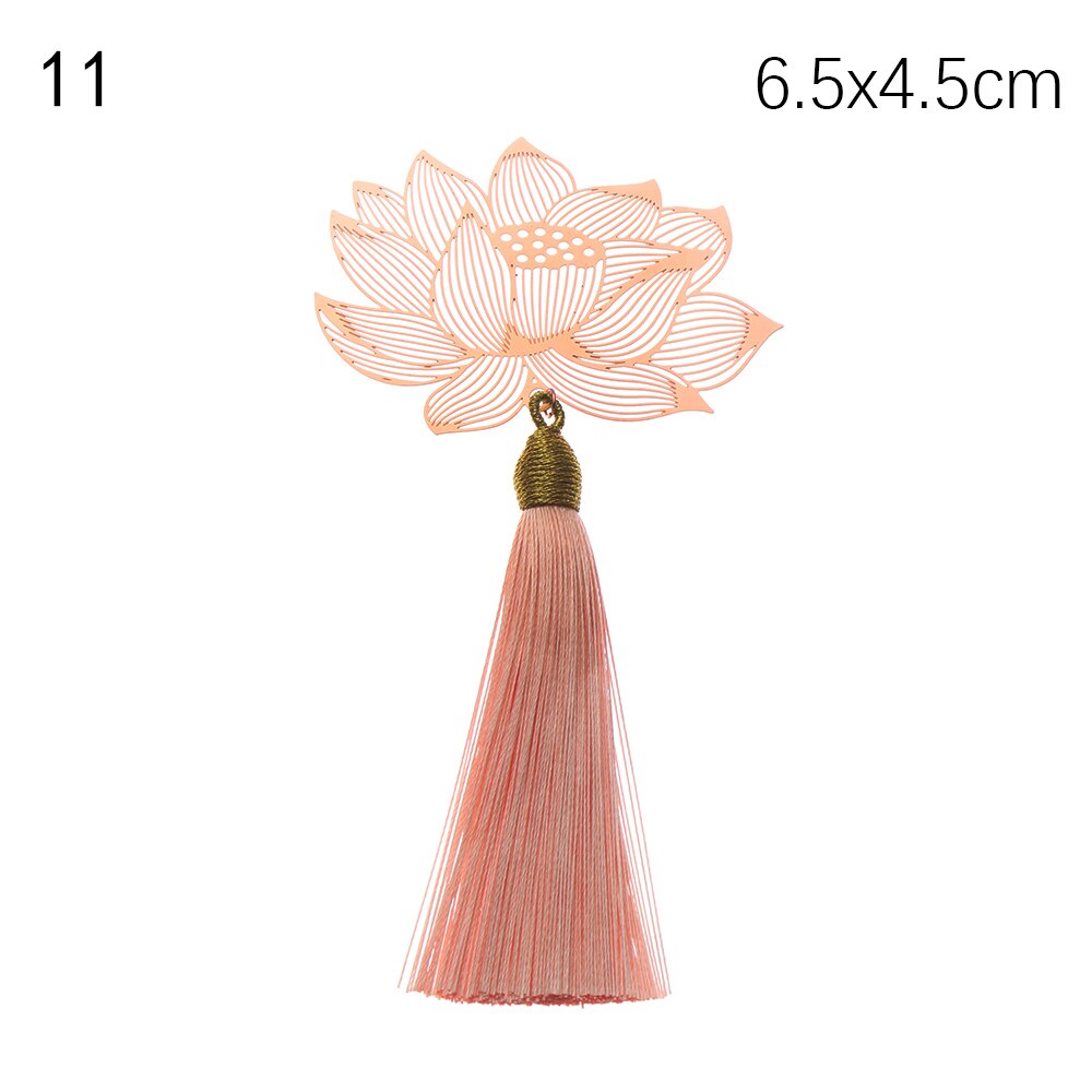 Retro Chinese Style Hollow Gold Metal Bookmark Maple Leaf Vein Fringed Pendant Apricot Leaf Bookmark Stationery: 11