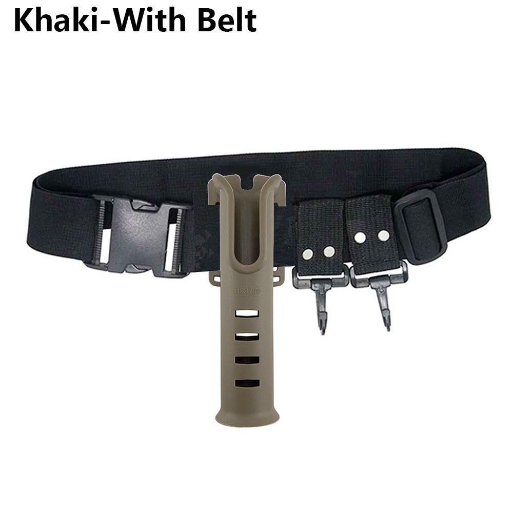 Cinturón para caña de pescar multifunción, soporte para el vientre, soporte para caña de pescar ajustable, cinturón para la cintura: khaki-With Belt