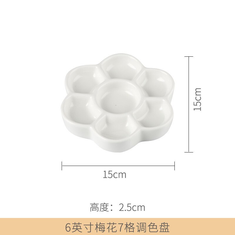 Paleta de cerámica para pintura de acuarela, materiales de arte de paleta de porcelana blanca, suministros profesionales de pintura de cerámica: C