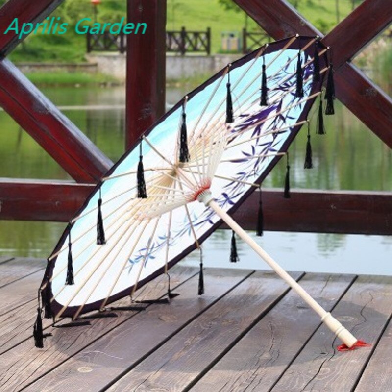 Neue erwachsene Bambus geölte Papier Regenschirm Quasten Garn Band Hanfu retro Frau Sonnenschirm Durchführung japanischen chinesischen Stil Regenschirm