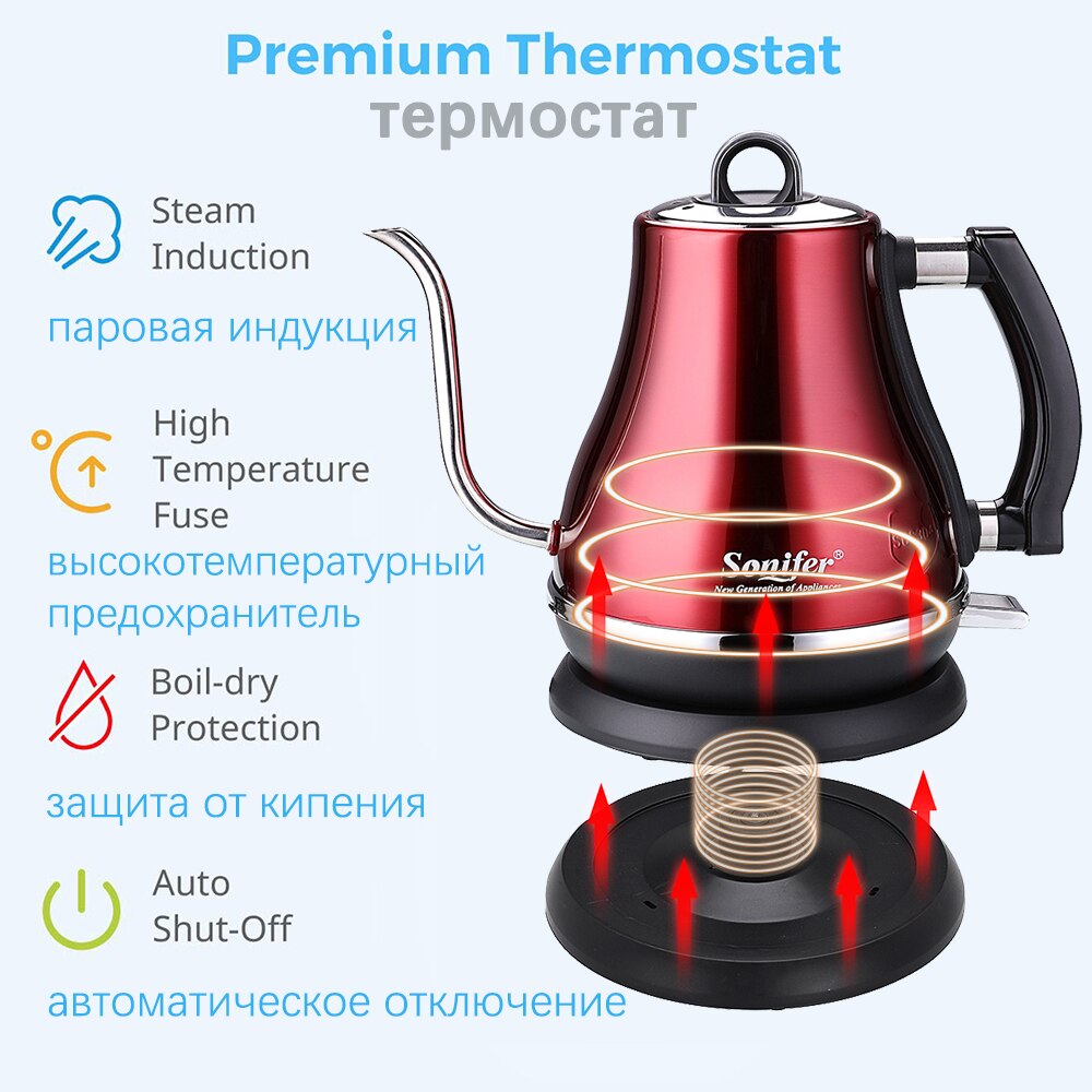 Elektrische Waterkoker - Zwanenhals - Waterkoker Met Temperatuurinstelling Warmhoudfunctie Voor Koffie En Thee 1 Liter Zwart