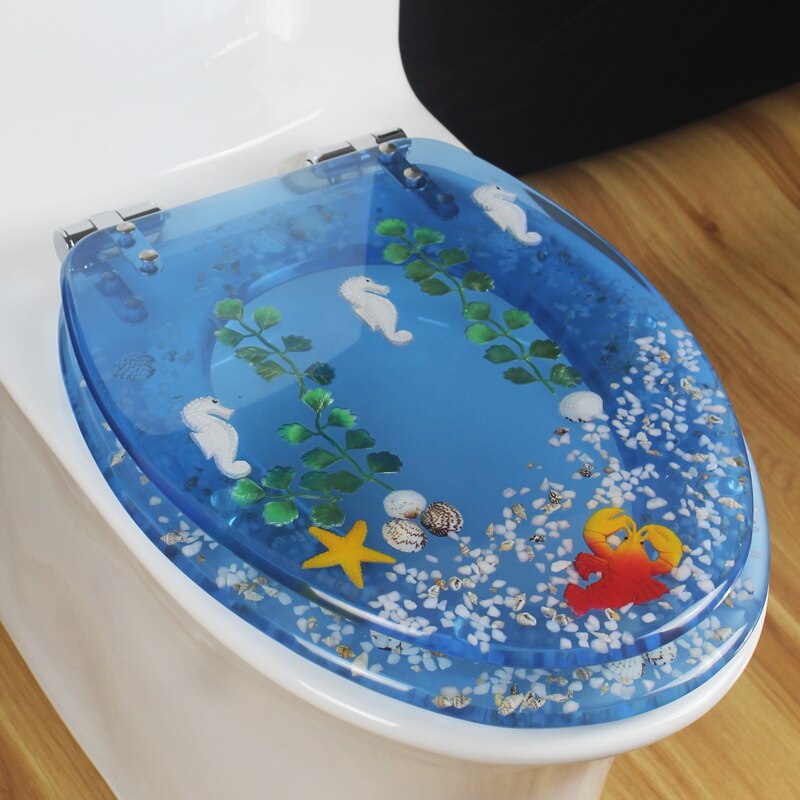 Unieke Hars Mooie Sea World Toilet Seat Cover Set V Vormige Wc Cover Met Deksel Veel Kleur Voor Keuze