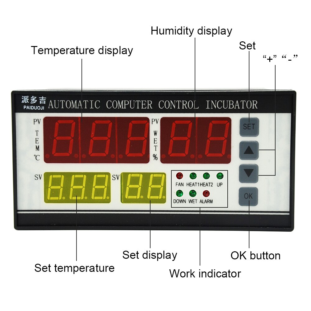 Controlador de incubadora de huevos de XM-18 estilo bonito, termostato de Control automático completo con sonda del Sensor de temperatura y humedad