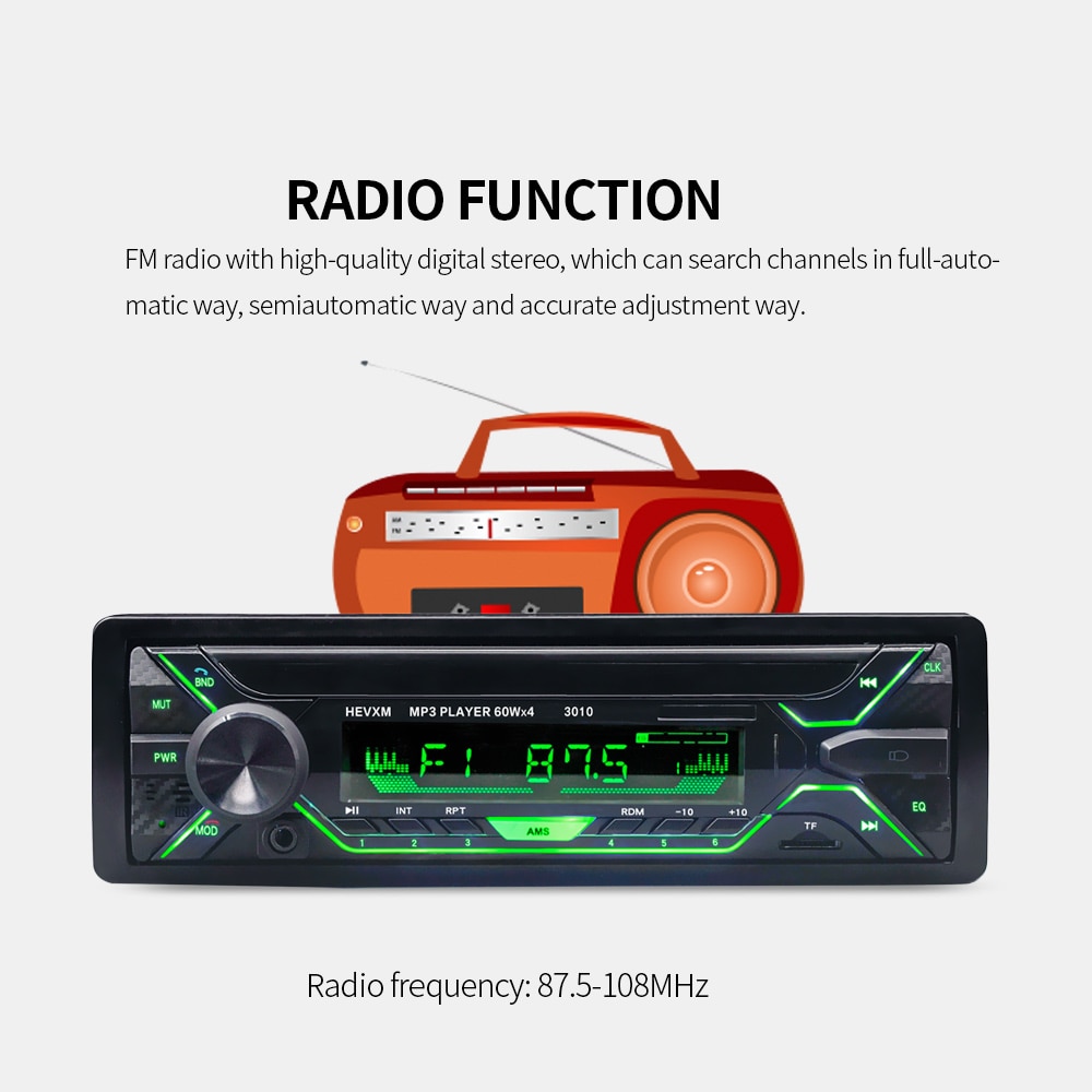 Bilradio stereospelare 3010 autoradio aux ingångsmottagare 1 din bluetooth stereo radio  mp3 multimediaspelare stöd fm/wma/usb