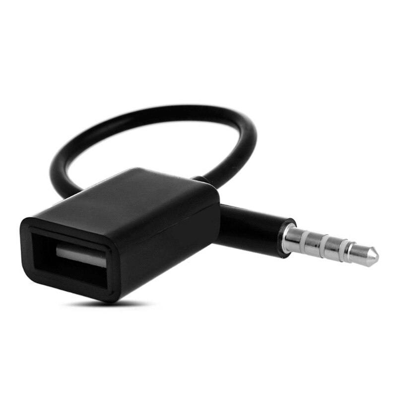 3.5mm Male AUX Audio Plug Jack Naar USB 2.0 Female Converter Cable Cord Voor Auto MP3: BK