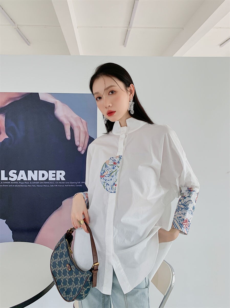 Blusa de seda china clásica para mujer, camisa de manga larga, partes de arriba con estampado de flores, traje tang, ropa china antigua, qipao,