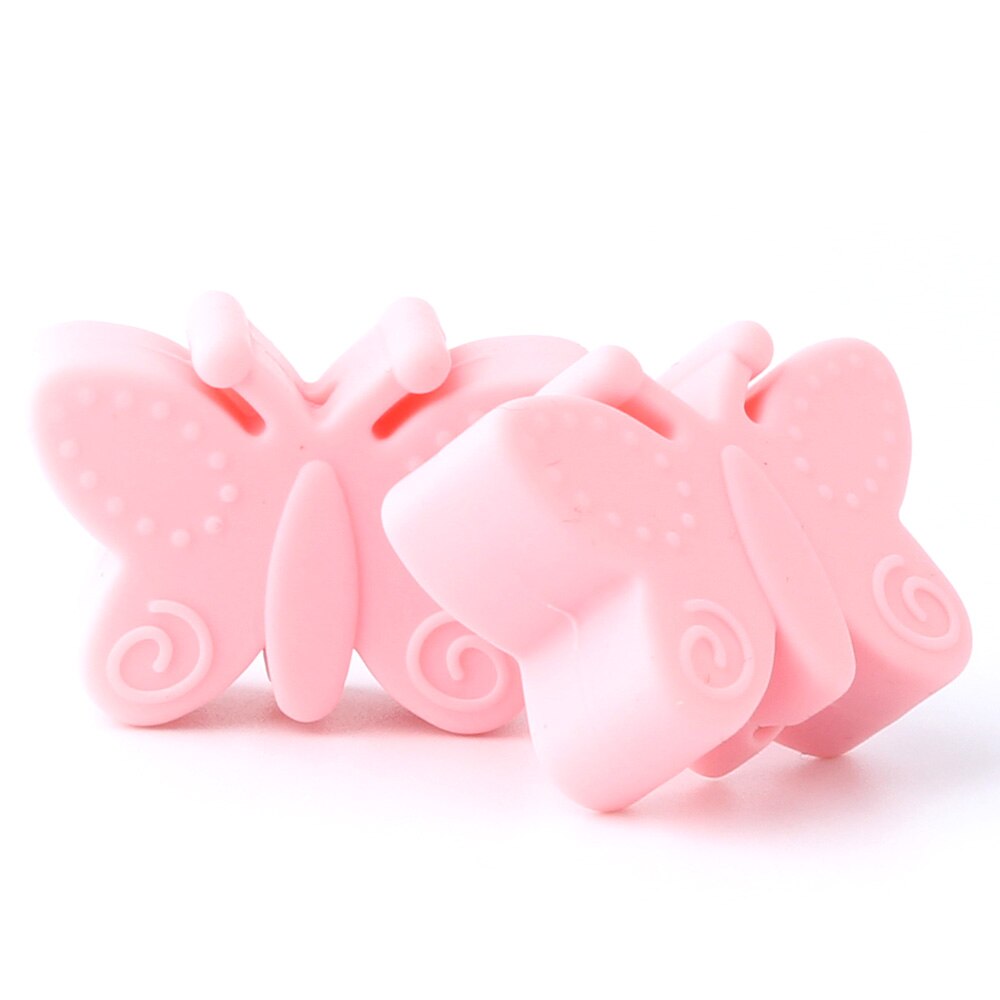 Keep&grow 10Pcs Silicone Beads Butterfly Teething Beads For Jewelry DIY Making Bead BPA Free Silicone Baby Teething Necklace Toy: Baby Pink