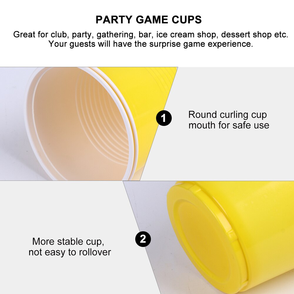 Bar Game Cups PP Bar Party Ping-Pong Game Cups Funny Beer Game Supplies (16oz, 12pcs Cups, 12pcs Ping-Pong)