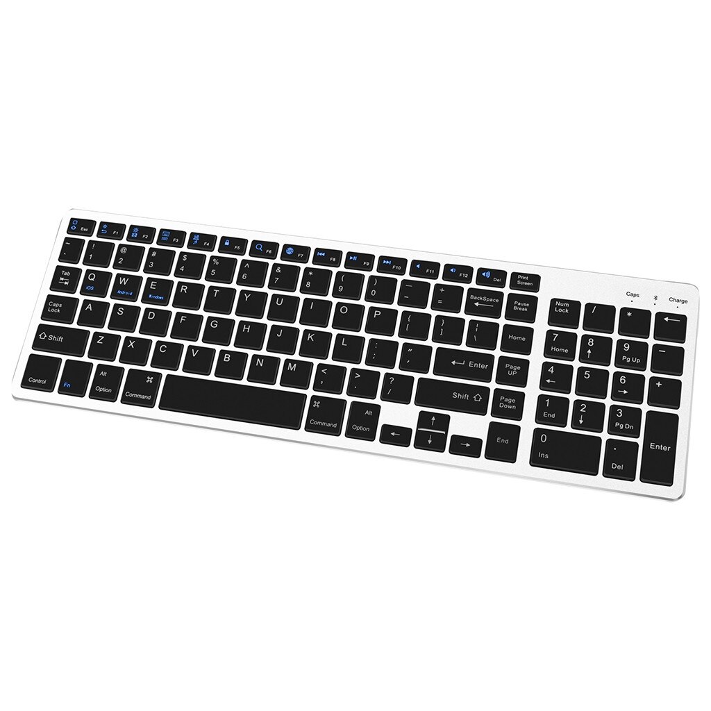 Bluetooth Keyboard Rechargeable Portable BT Wireless Keyboard with Number Pad for Laptop PC Tablet Windows IOS Android